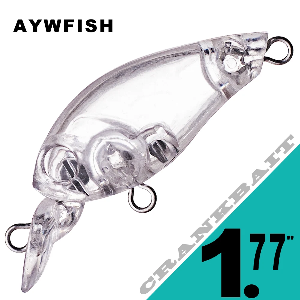 

AYWFISH 4.5CM 2.7G Small Fishing Lure Crank Bass Perch Pike Hard Bait Clear DIY Floating 100PCS Mini Crankbait Wobbler Unpainted