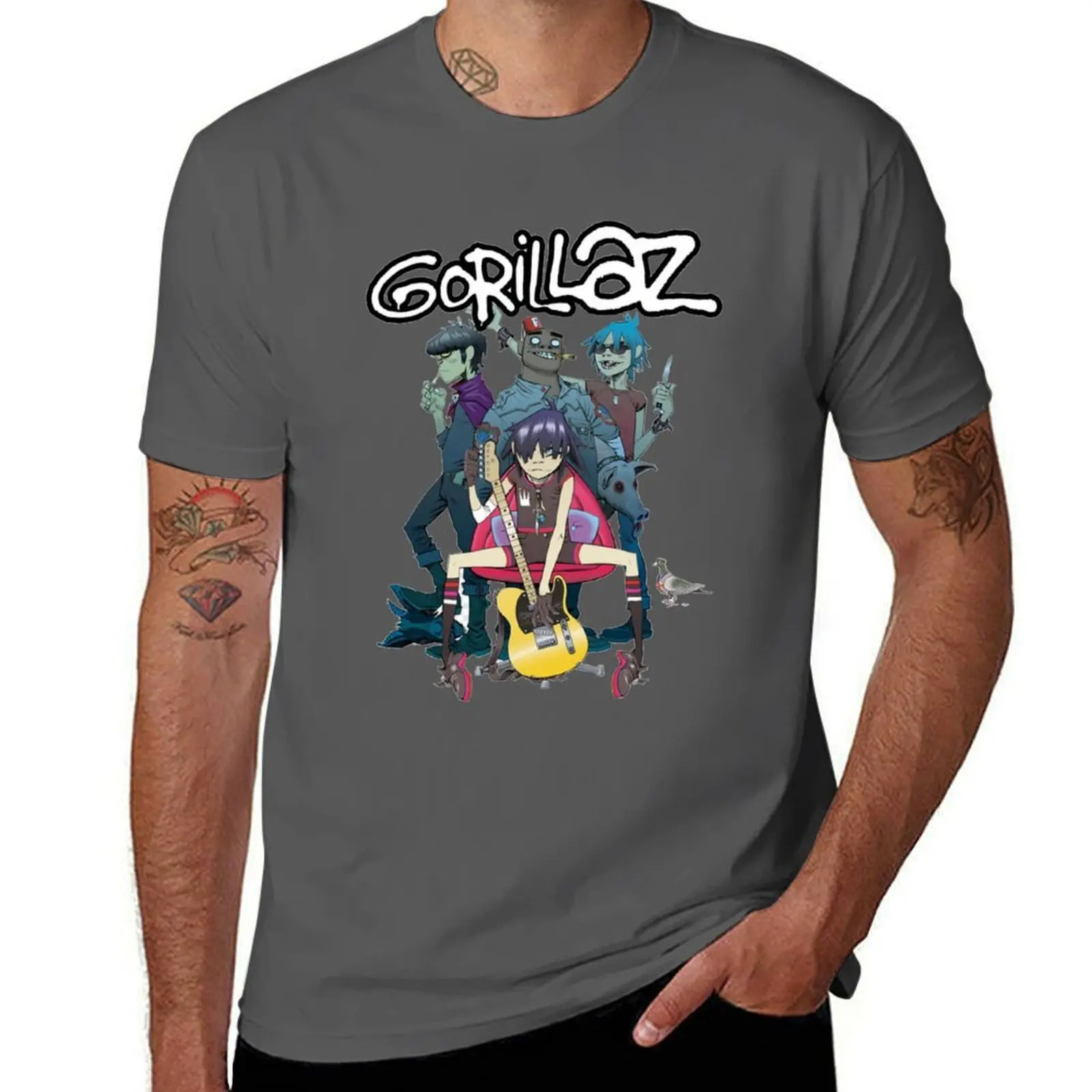 

Copy of new music gorillaz T-Shirt man t shirt designer cotton t shirt pack T-Shirt