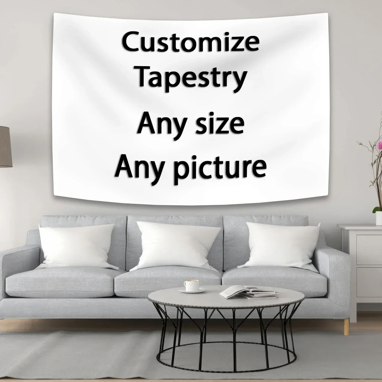 Custom Tapestry Your Any Size Picture Polyester Printed Bar Bedroom Room Background Decoration