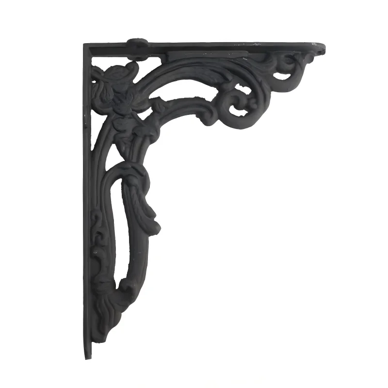 Large Cast Iron Shelf Brackets Set of 2, Rustic Wall Mount Support, Vintage Decorative L Bracket for Wood Shelves