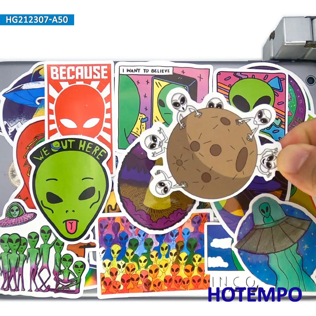 20/30/50PCS Aliens Stickers Outer Space Roswell ET UFO Funny Decals for Luggage Phone Laptop Helmet Bike Car Motorcycle Sticker