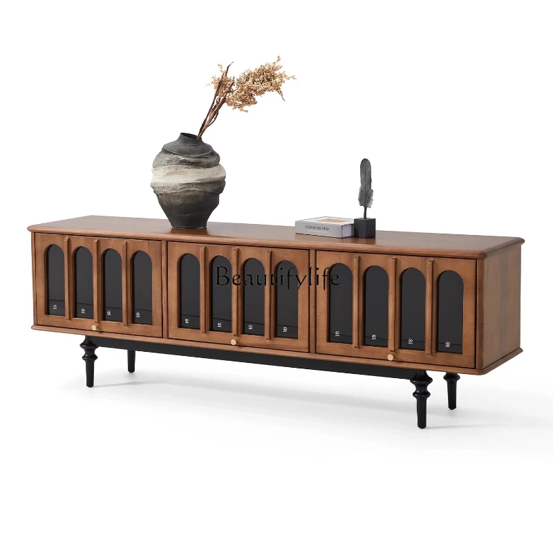 

Medieval style TV cabinet Solid wood retro small apartment Nordic simple living room