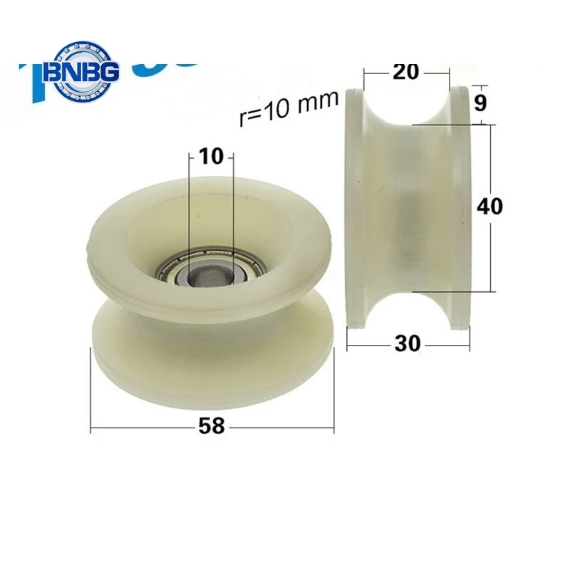 

10pcs U groove Plastic coated bearing 6200ZZ 10*58*30mm injection molding machine Safety door PA66 nylon pulley roller wheel