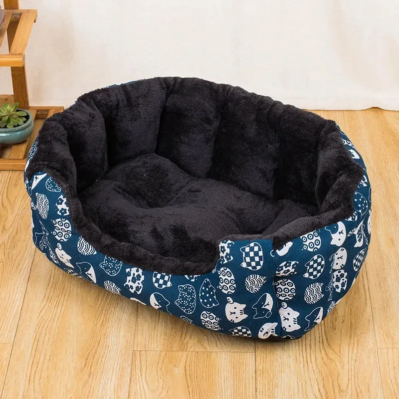 Dog Bed Cushion Sleeping Sofa Cat Bed Round Cpuppy Warm Bed House Soft Long Plush Pet Dog Bed For Small Dogs Cat Nest