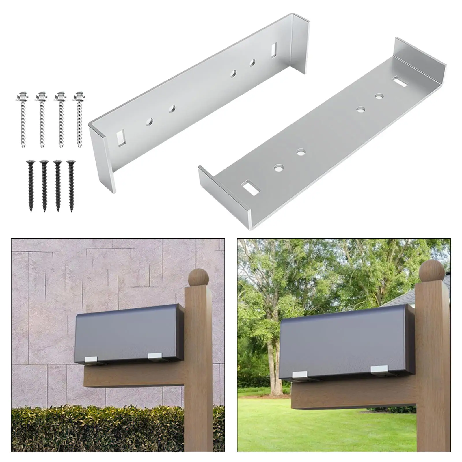 2Pcs Mailbox Mount Brackets Mailbox Fixing Stands Heavy Duty Easy to Install Metal Accessory Stable Mailbox Support Brackets