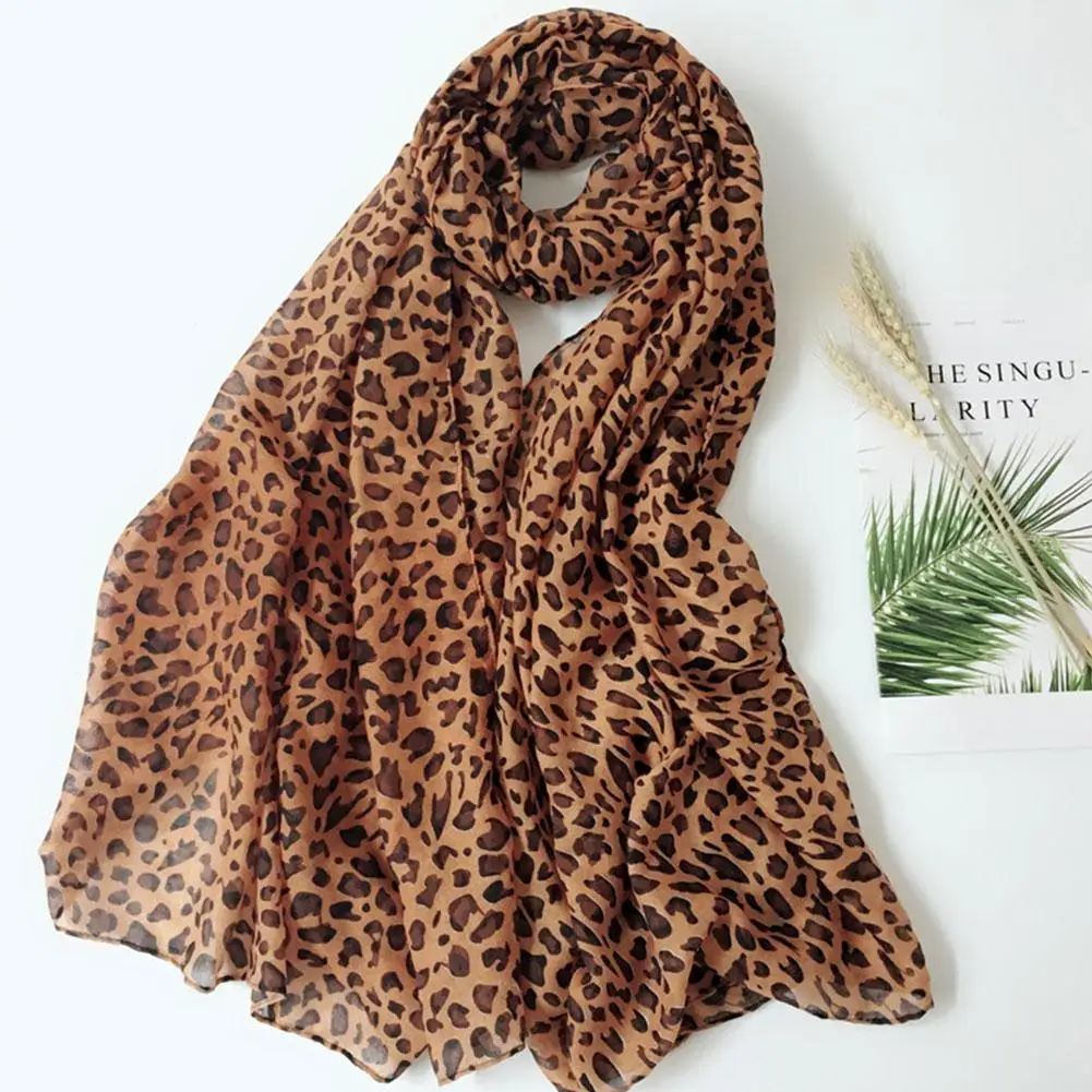 Women Leopard Print Chiffon Scarf Scarves Fashion Women Winter Soft Printed Long Style Scarf Muslim Ladies Thin Shawls Scarves