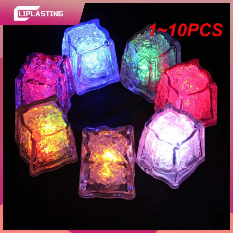 1~10PCS Colorful Flash LED Ice Cubes Touch Sensitive Lights Festival Wedding Party Xmas Decor LED Night Glowing Light Drinking