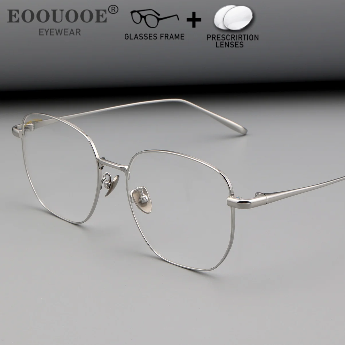 大型フレーム純チタン女性用メガネ女性用度付きレンズ近視累進眼鏡反射防止処方レンズ