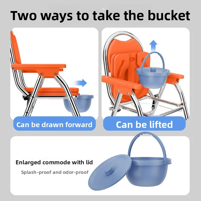 Bedside Commode Toilet with Padded Seat and Backrest,400lbs Capacity Removable Bucket, Adjustable Height Shower Chair for Adults