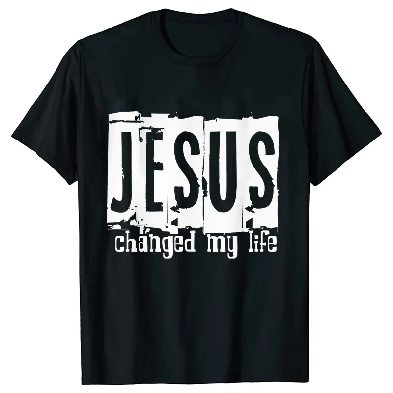 Jesus Changed My Life T-shirts for Women Christian T-shirt Graphic Tee Shirt Femme O-neck Short Sleeve Tshirts Women's Clothing