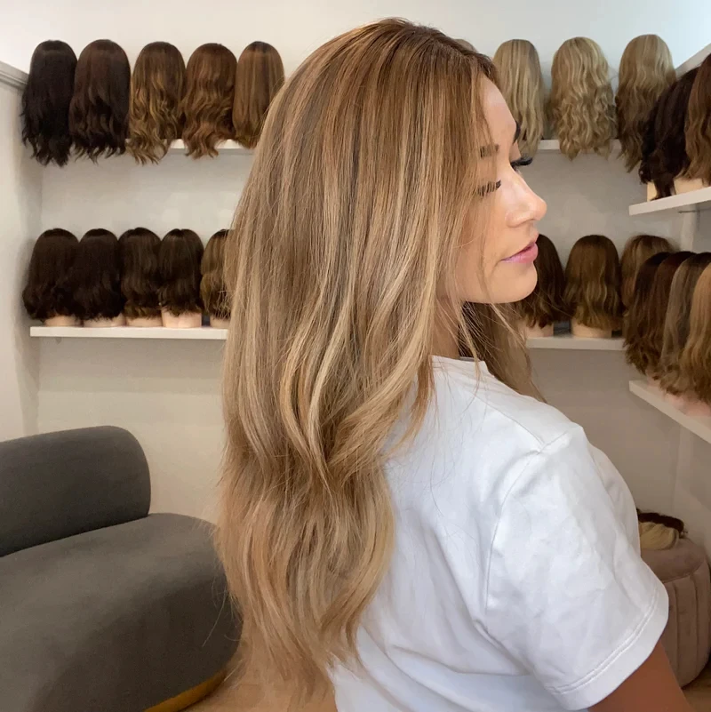 

Balayage Honey Brown Highlights HD Lace Synthetic Premium Fibre Heat Resistant Party Holiday Wedding Hair Women's Wig Party