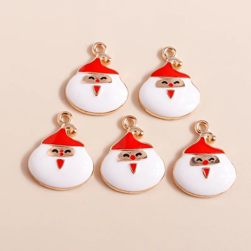 10 Stück Mix Emaille Weihnachtsanhänger für Schmuckherstellung Weihnachtsmann Baum Hirsch Hut Charms Anhänger für DIY Halsketten Ohrringe Geschenke – Detail 5