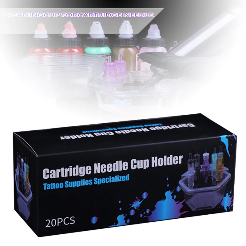 

20Pc Tattoo Ink Cup Rack Hexagon Tattoo Needle Cartridge Needle Cups Holder Plastic Ink Cleaning Cup Stand Tattoo Cartridge Tray
