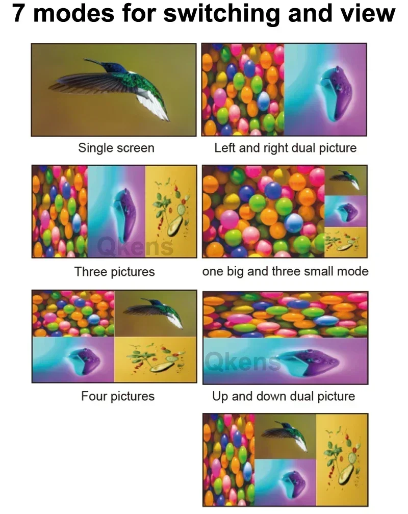 4K HDMI Quad Multi-viewer Schermo HDMI 4x1 Multi schermo Switcher continuo Multiplexer video Sinistra Destra Doppio display