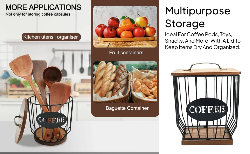 Coffee Pod Holder Organizer Metal Coffee Pod Container for Cafe Family Hotel