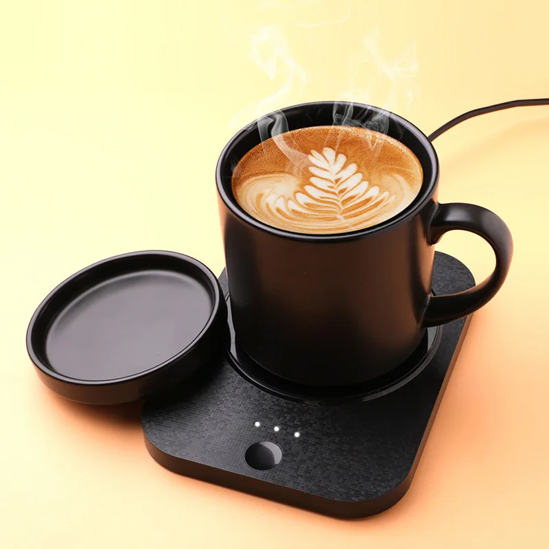 Calentador de café inteligente para teléfono, cargador inalámbrico, Control de placa de temperatura constante, taza de té de cerámica, juego Usb