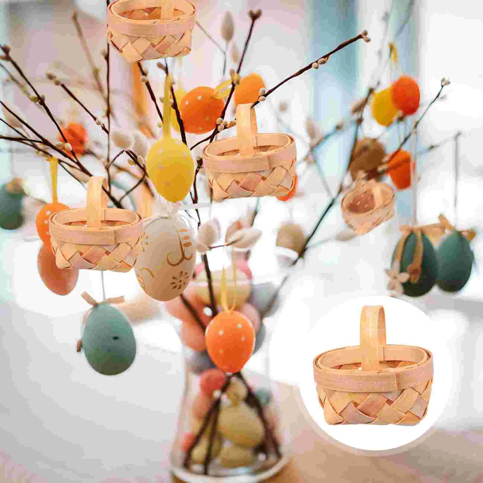 12 Pcs Woven Basket Mini Home Manual Storage Wood Chip Portable Baskets Ornaments Decorations Baby