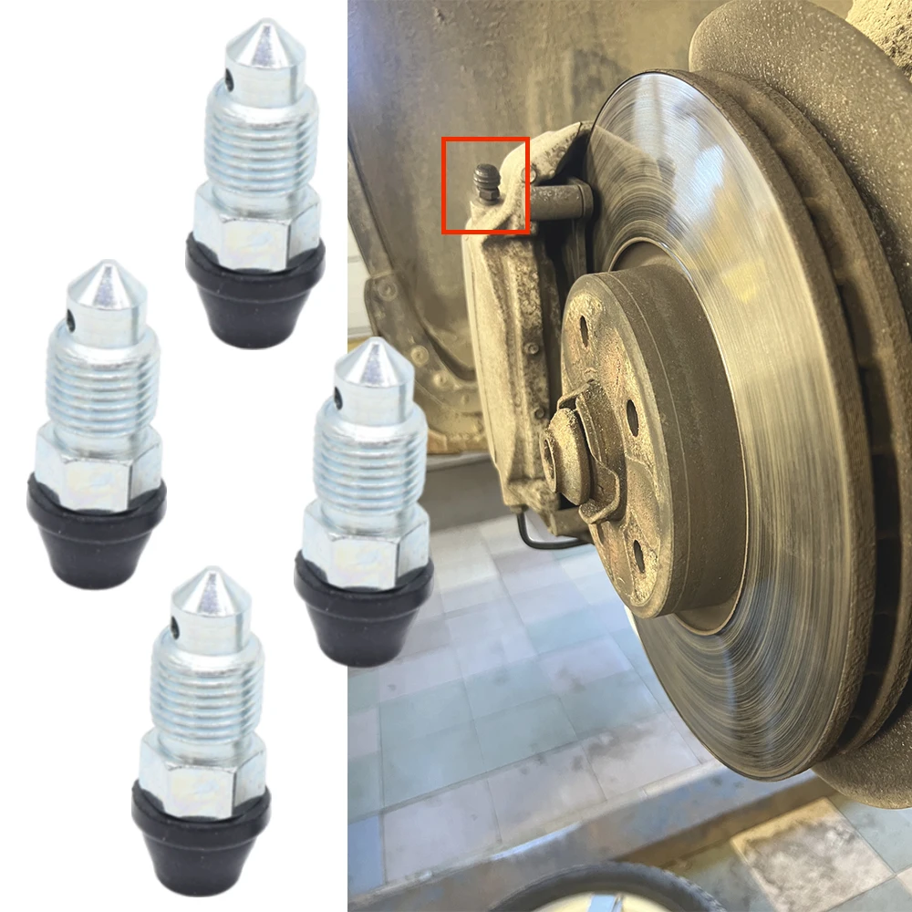 

Front Rear Brake Caliper Bleed Nipples Screws Valves Dust Caps M10x1.00mmx29.5mm for Ford Transit 2006-2014 Dust Caps Left Right