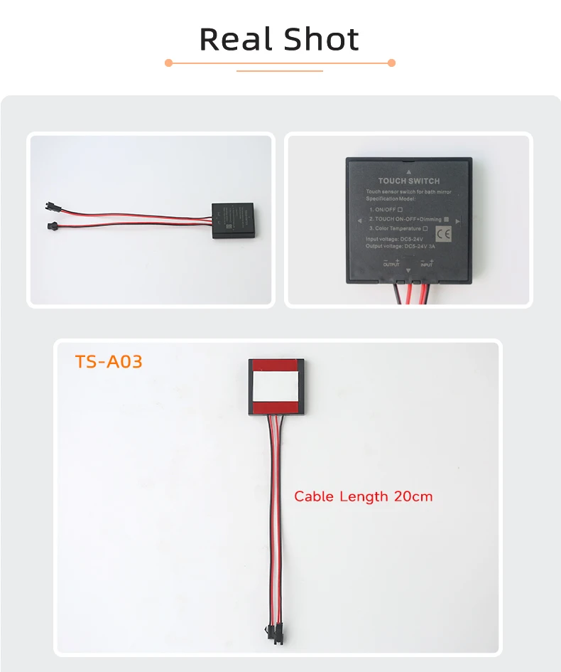 Badezimmerspiegel LED Touch-Dimmer DC12V/24V/5A Hochempfindlicher Make-up-Spiegel LED-Licht Touch-Schalter – Detail 5