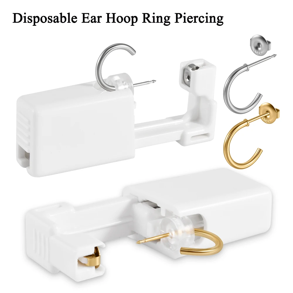 Einweg-Ohrpiercing-Pistole aus 316L-Edelstahl, 24 Karat vergoldet, Ohrbügel, Ringe, Piercer-Maschine für Erwachsene und Kinder, Schmuck, 20 g