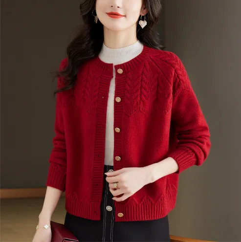 Cárdigan de punto elegante para mujer, suéter, abrigo, ropa de punto de manga larga para mujer, chaqueta de lana para primavera y otoño, Top, ropa femenina