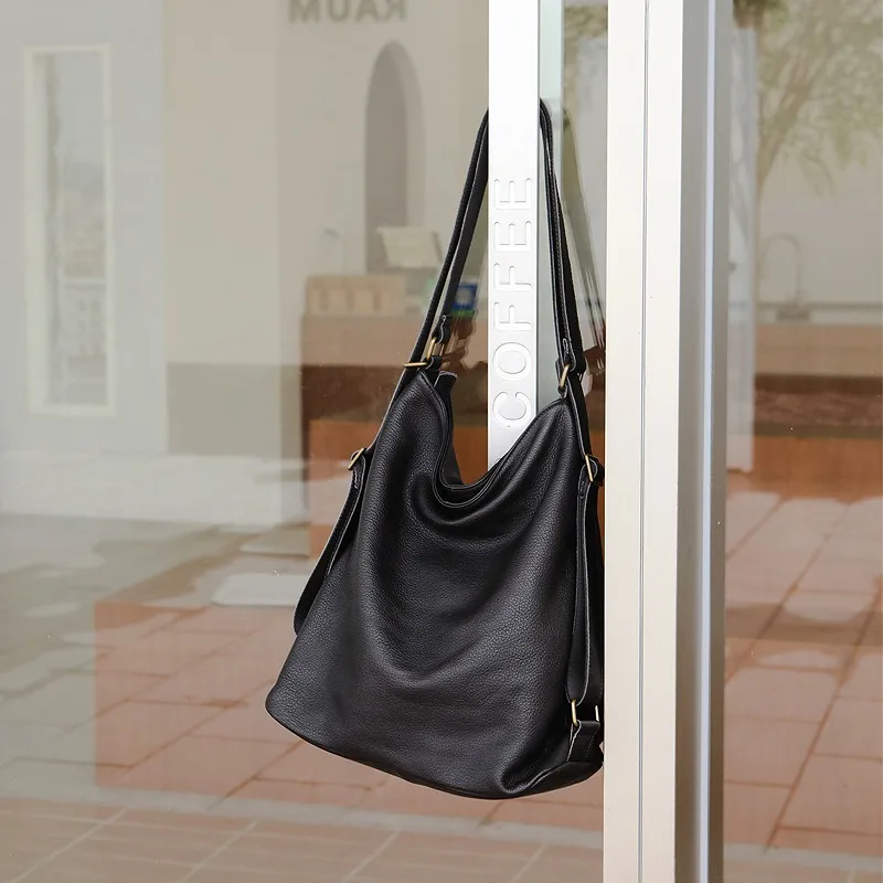 

Nesitu Vintage A4 Hobos Full Grain Vegetable Tanned Genuine Leather Women Handbag Shoulder Messenger Bag Black Coffee m9079