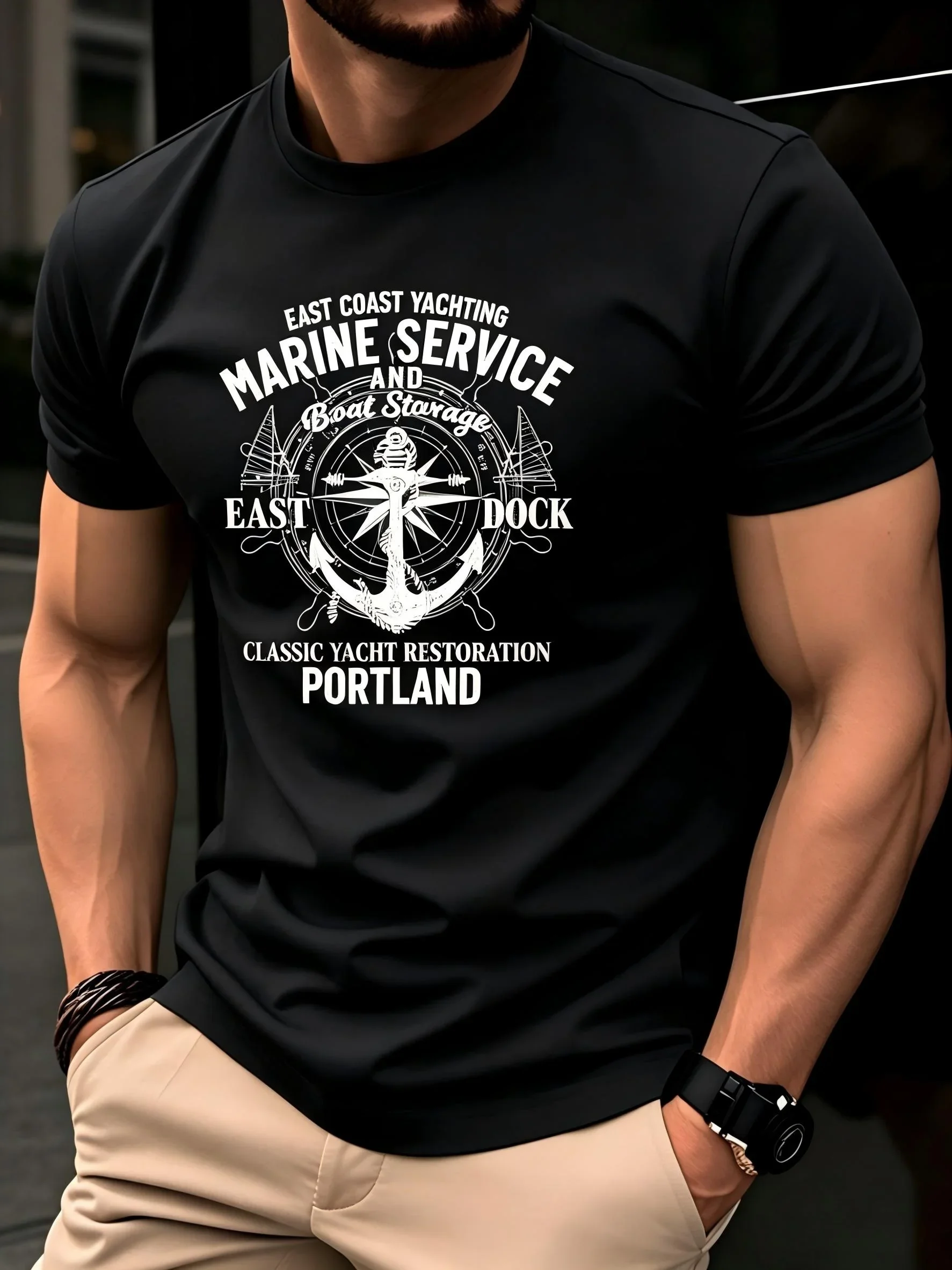 100% pure cotton new summer men's and women's short sleeved T-shirt with ocean pattern print, comfortable and soft fabric