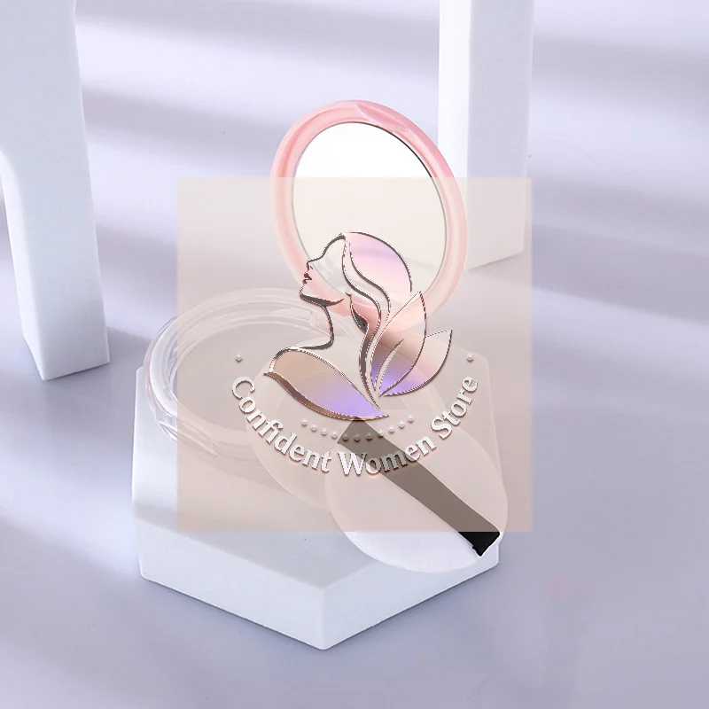 Draagbare ultradunne plastic poederdoos Losse pot Reismake-uppot Zeefcontainer met poederdonsspiegel