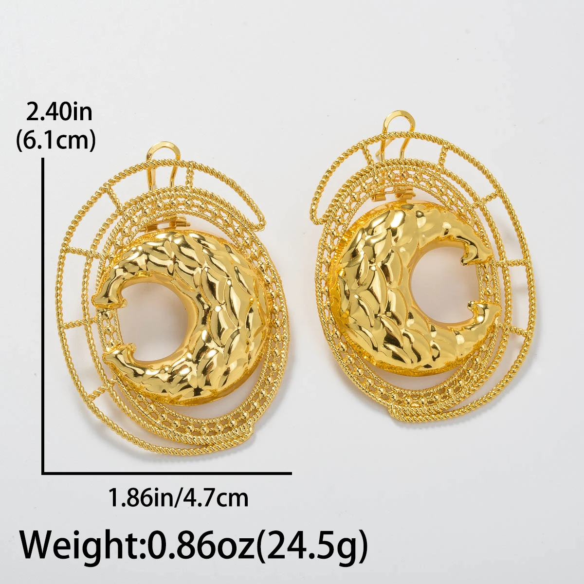 Jewelry Dubai 18k Gold Plated Color Earrings Copper Ear Accessories Moon Eardrop Female Charm Anniversary Party Birthday Gift