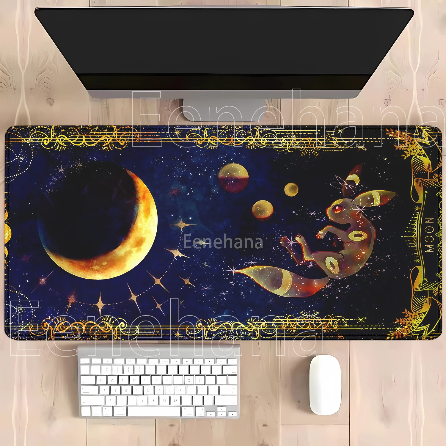 Anime Eevee Pokemon Gaming-Mauspad Kawaii XXL PC-Tastatur-Overlock-Teppich Bürozubehör Gummi HD-Druck Overlock-Schreibtischunterlage – Detail 11