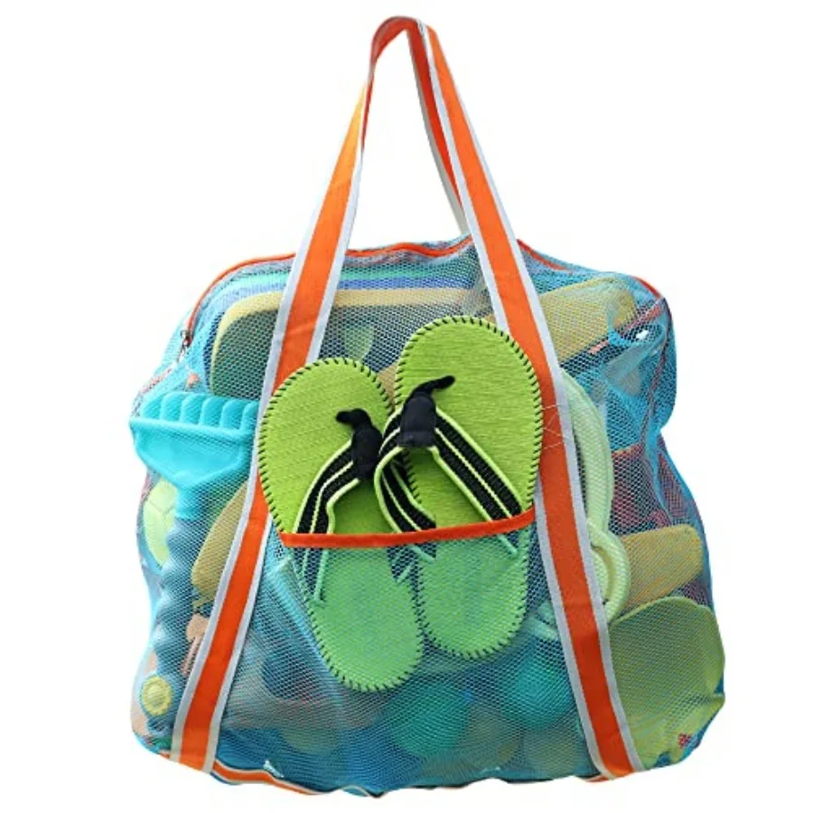 

Large Beach Bag with Zipper - Lightweight Mesh Bag for Swimming Pool Sand Toys