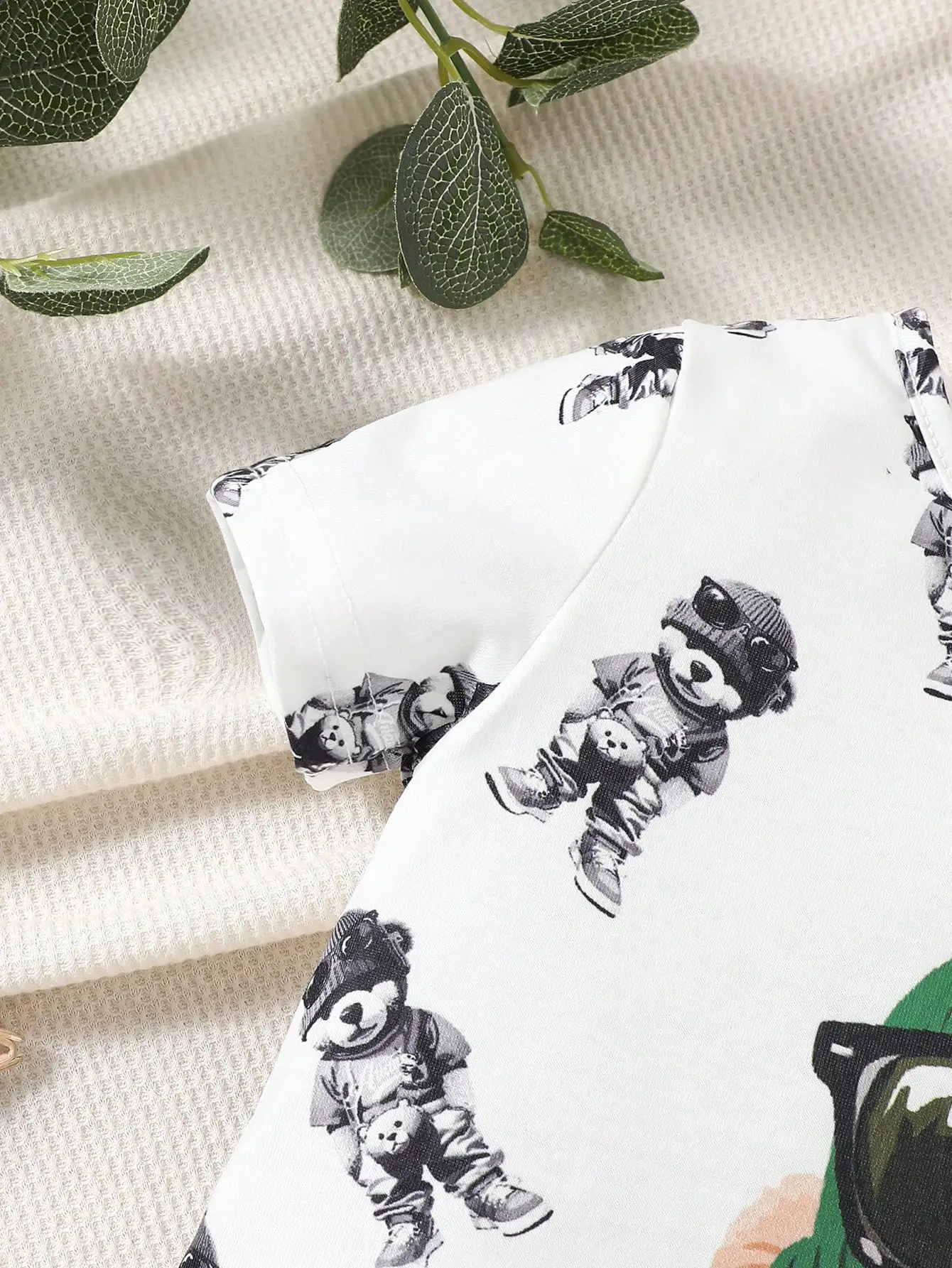 Summer Children Sets Boy Fun Cartoon Bear Print Short-sleeved T-shirt Shorts Fashion Round Neck Tracksuits Baby Boy Clothing