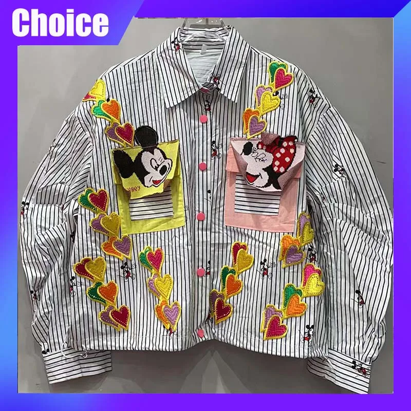 

Dieney Mickey Minne Blouse Women Cartoon Decal Shirt Popular Loose Shirt Casual Trendy Girl Top Outdoor Fashion Clothes Gift