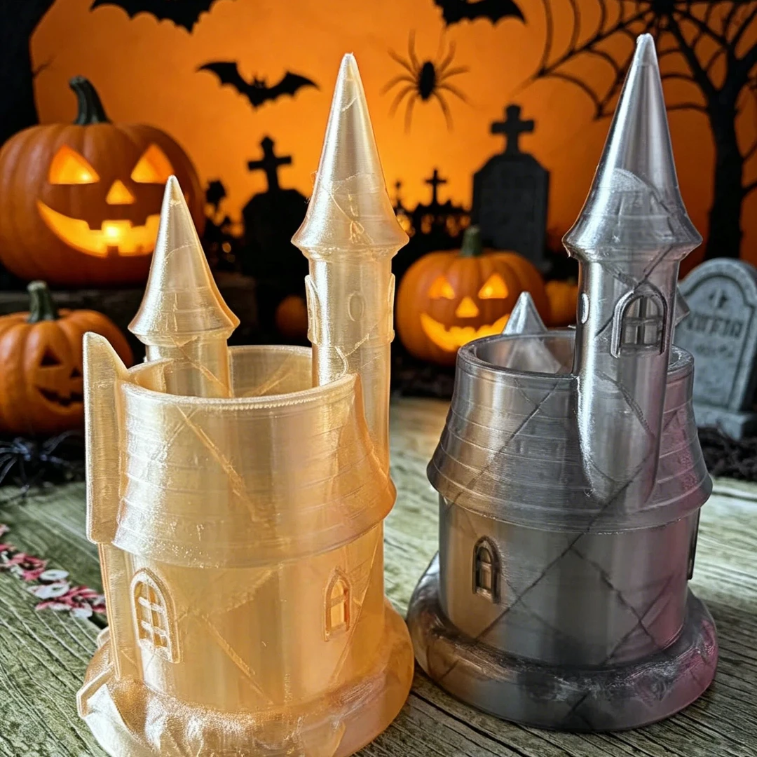 Dream Castle Pen Holder; 3D Relief Storage Bucket; Desktop Makeup Brush Organizer; Creative Fairy Tale Ornament; Halloween Gift