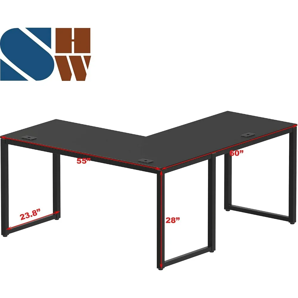 Scrivania a forma di L, 24 "Deep-Black