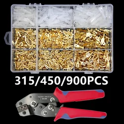 900/450/315pcs 2.8mm 4.8mm 6.3mm Plug Spring Female Male Spade Cold Crimp Terminals Car Speaker Electrical Wire connectors