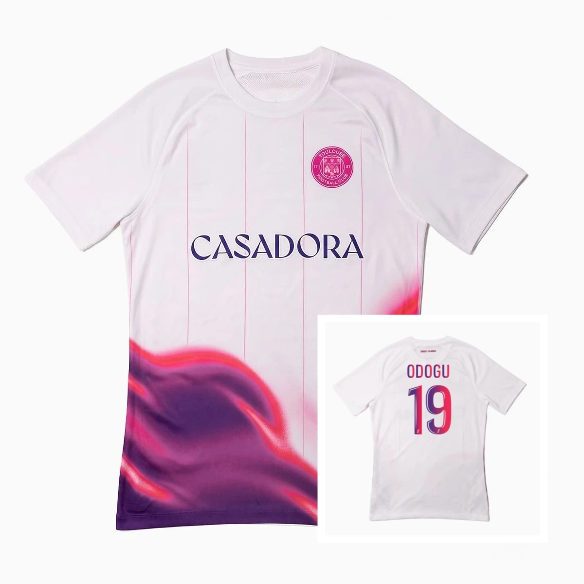 Toulouse 2025/26 Soccer Jersey White Gradient Purple Red Football Shirt Breathable Sports Match Training Uniform Family Matching