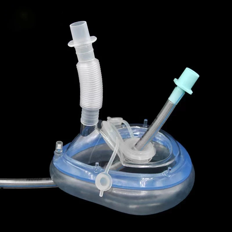 2pcs Disposable Intubation Anesthesia Mask Medical Endoscope Mask with 2 Hole