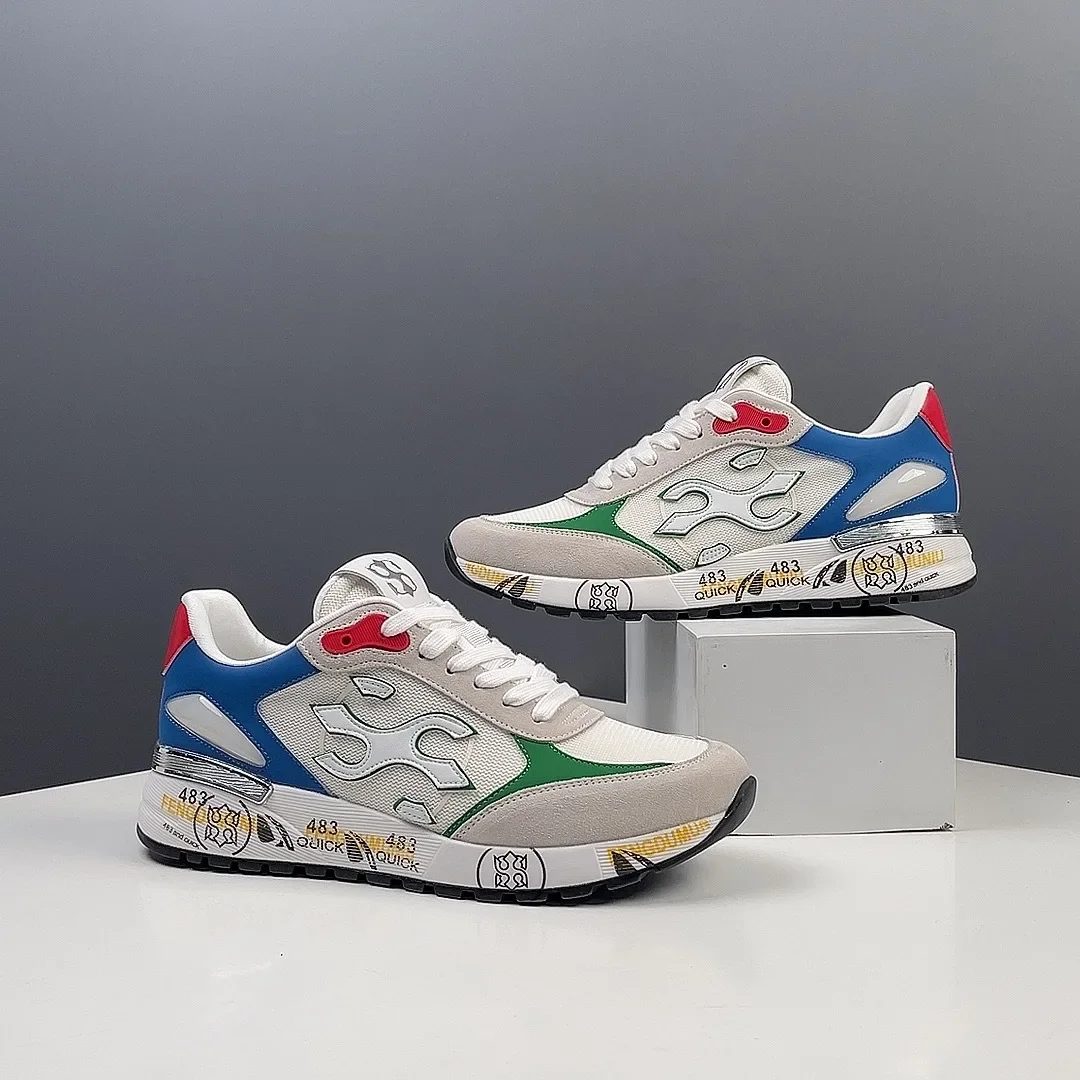 Nuevos zapatos informales transpirables de primavera para hombre, zapatos de lujo de gama alta con parte inferior gruesa a la moda para papá, zapatillas deportivas sin cordones Unisex versátiles