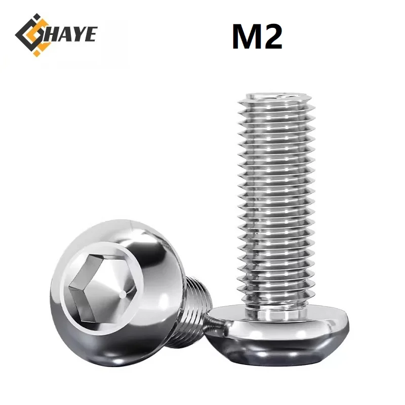 304 Stainless Steel M2 Pan Head Hexagon Socket Cap Screws 3 4 5 6 8 10 30 32 35 38 40mm Extend Cup Head Hexagon Socket Bolts