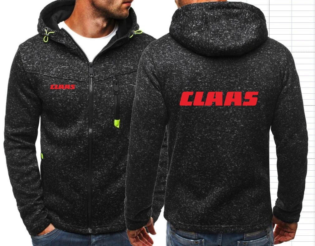 Claas Men\'s Hoodies Sweatshirts Tractor Farming Male Jacquard Hoodie Jackets Fleece Men Hooded Zipper Sweatshirt For Male Hoody