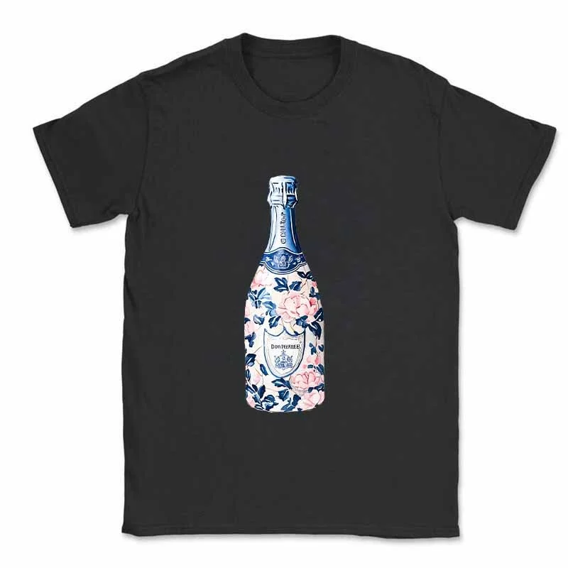 Impresión de transferencia DTF con tema de porcelana blanca para camisetas, regalo, pegatina de transferencia de calor de hierro champán, Navidad para ropa DIY