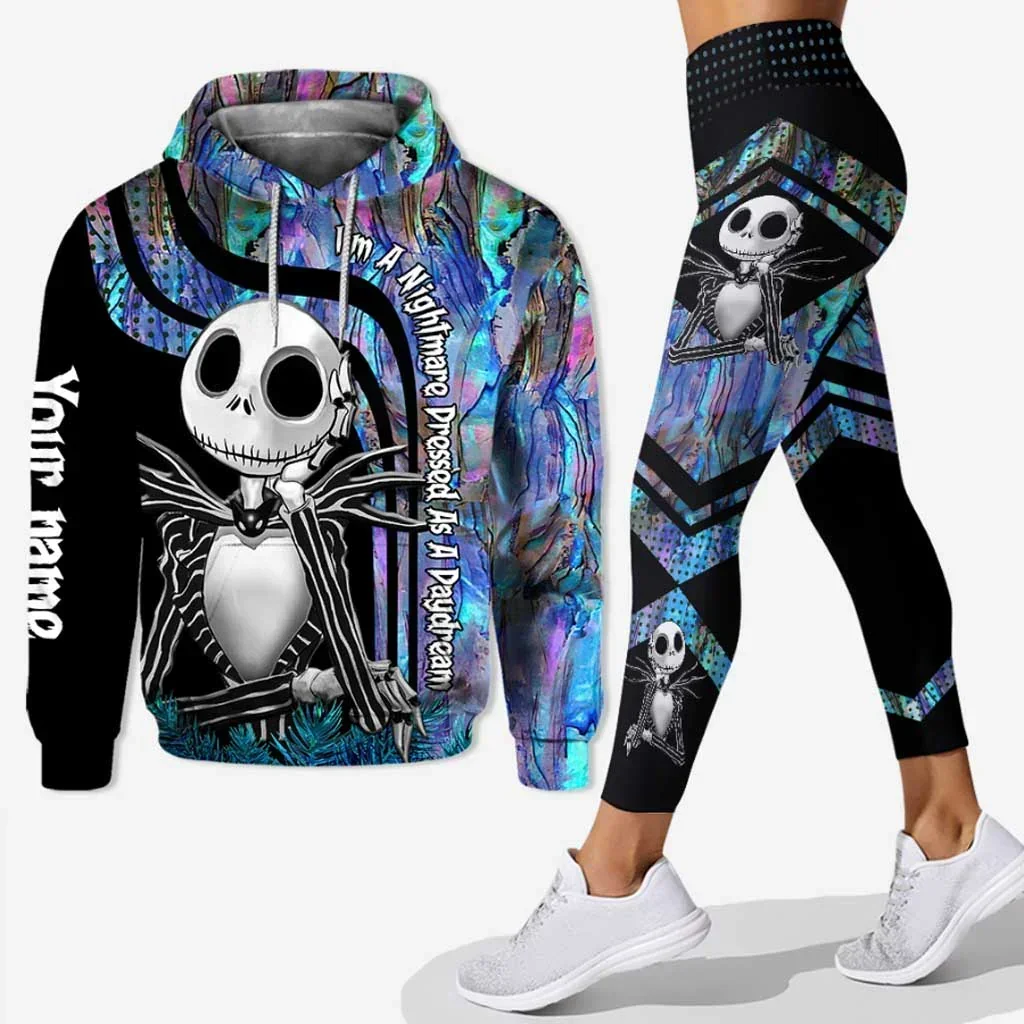 

Новинка, толстовка с капюшоном Jack Skellington, леггинсы, Женский костюм для йоги, комплект с толстовкой, толстовка с капюшоном и леггинсы, модный спортивный костюм