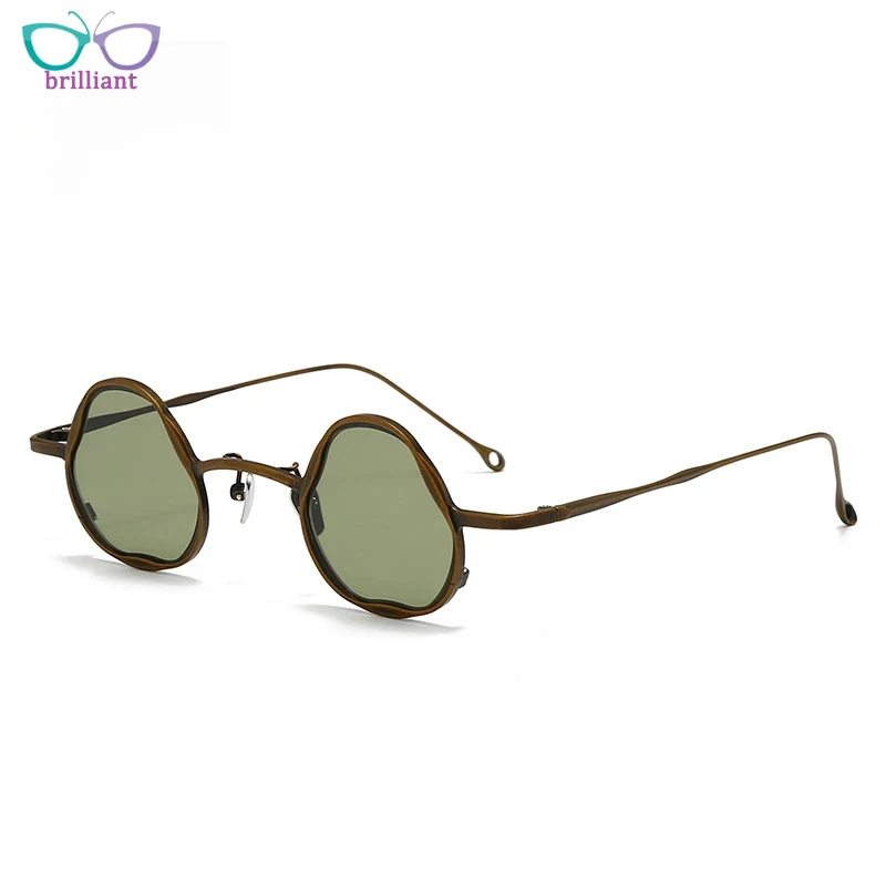 

New Fashion Irregular Personalized Pure Titanium Sunglasses Irregular Design Outdoor Handmade UV400 Men and Women Sun Glasses