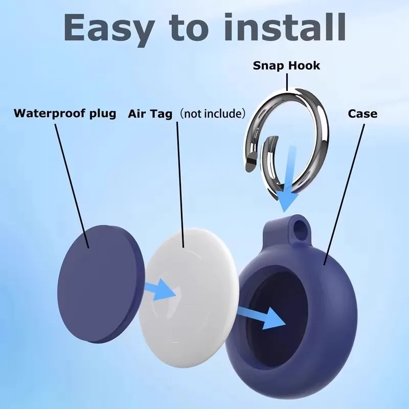 

Waterproof Airtag Case with Keychain - Universal Full-Coverage Anti-Loss Soft Shell For Apple Airtag