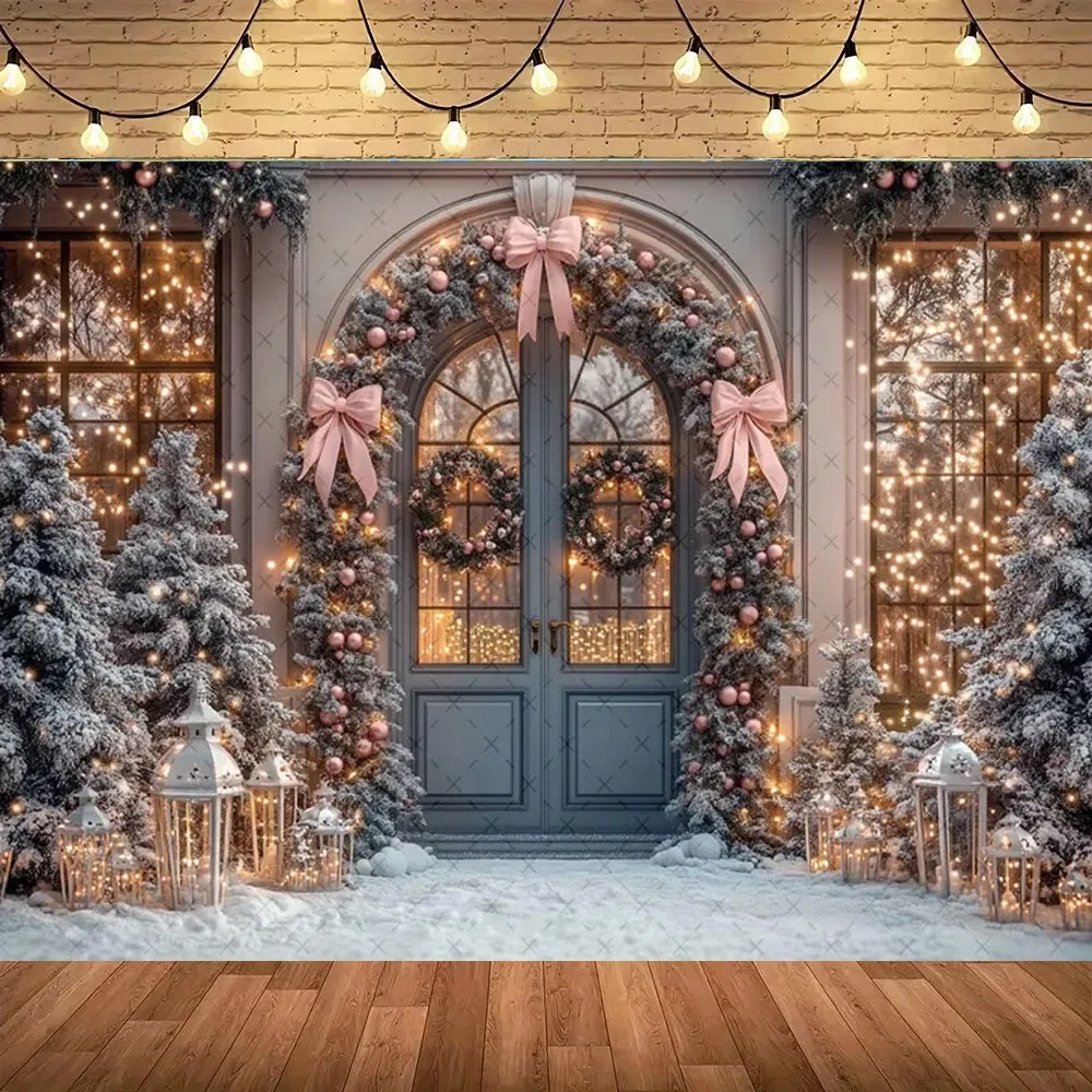 خلفية تصوير قوس عيد الميلاد المجيد، شجرة عيد الميلاد القوسية، خلفية تصوير فوتوغرافي لتزيين حفلات الأطفال العائلية