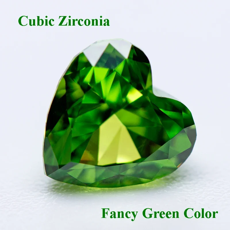 

Cubic Zirconia Crushed Ice Cut Fancy Green Color Heart Shape Charms Beads for Diy Jewelry Making Rings Materials No Certificate