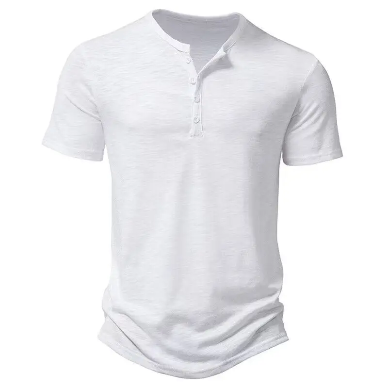 Henley-Kragen Sommer Herren Casual Einfarbiges Kurzarm-T-Shirt für Männer Polo Herren Hochwertige Herren-T-Shirts – Detail 11