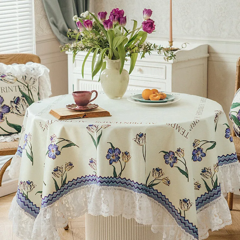 French Style Luxury Short Plush Table Cloth Lace Home Table Decoration and Accessories Restaurant Round Rectangular Tablecloth