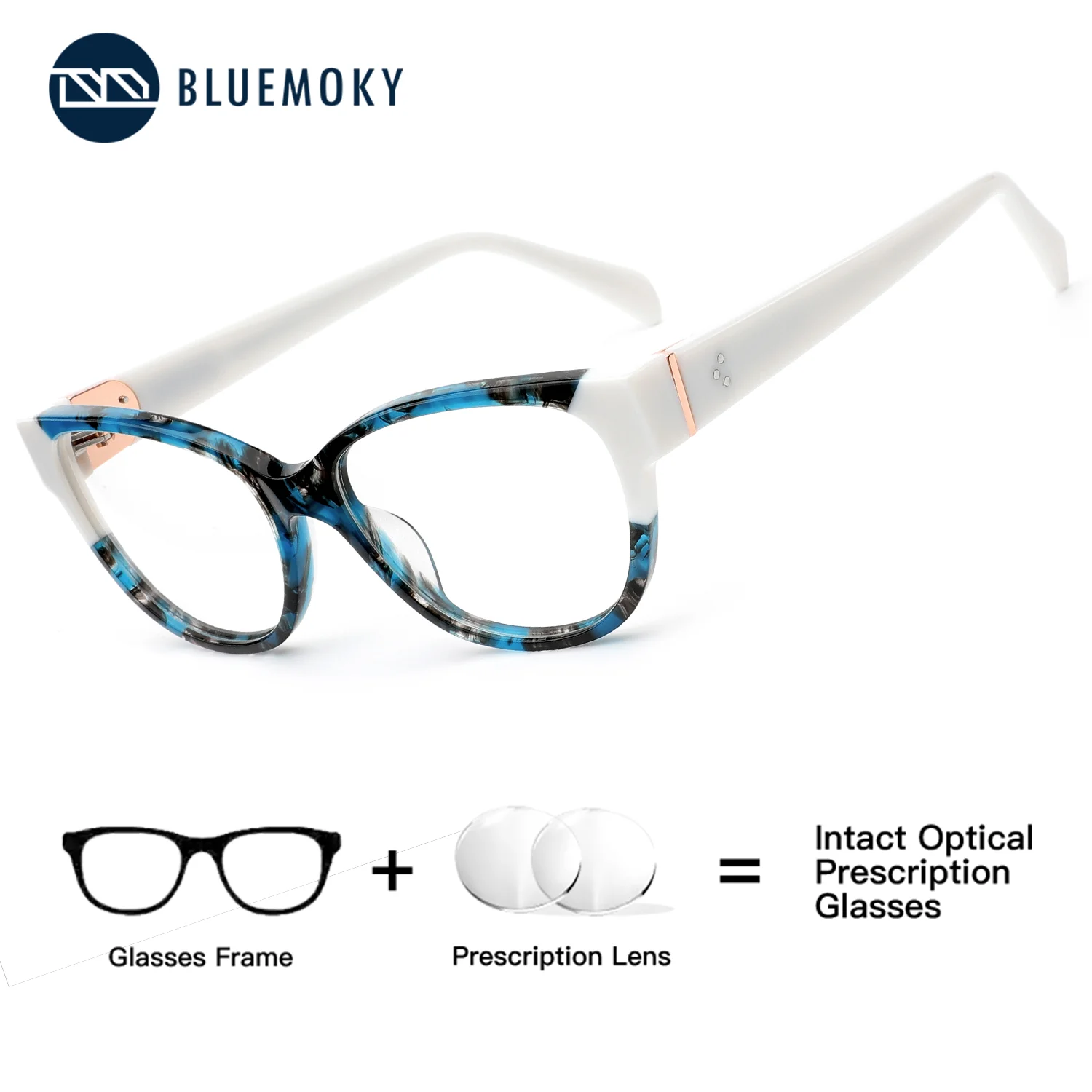 BLUEMOKY Women Butterfly Acetate Prescription Glasses Blue Light Blocking Optical Eyewear Fashion Cat Eye Frame